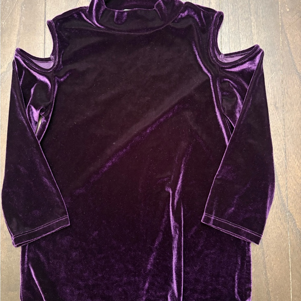 Koton‎ Plum Velvet Cold Shoulder Top Small Goth Romantic Fairy
